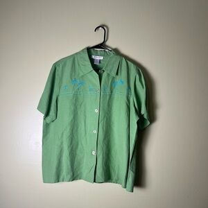 dressbarn Green Embroidered Casual blouse